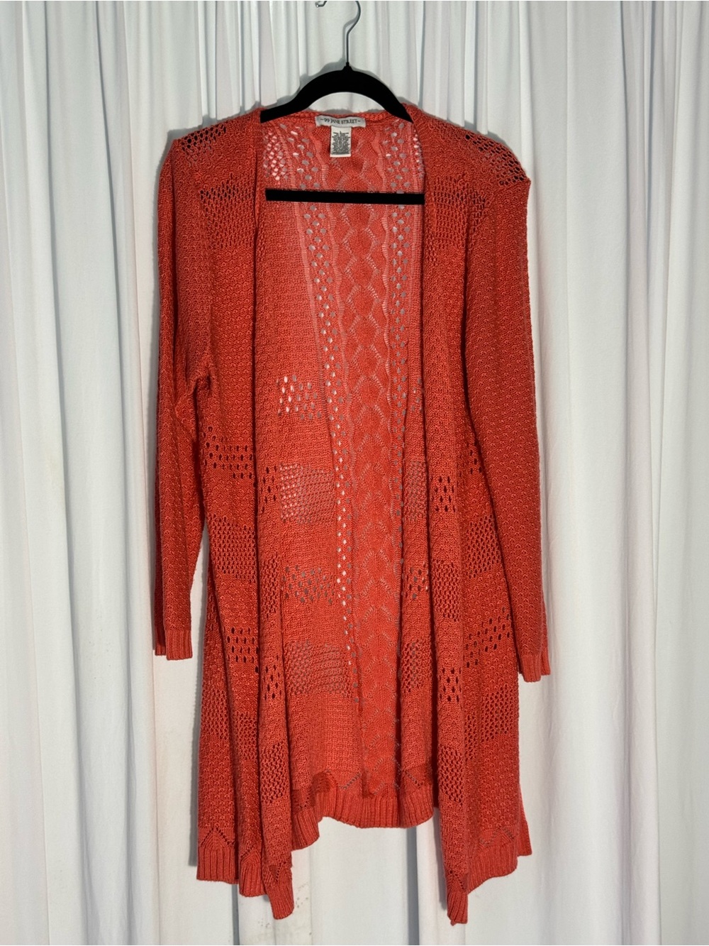 Open-Front Long Knit Cardigan - Rust